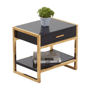 Bedside Table Bedside Table - Gold Color Framework Solid Wood - EK CHIC HOME