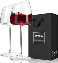 Load image into Gallery viewer, Modern Slanted Red Wine Glasses Set of 2 Long Stem Wine - EK CHIC HOME