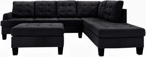3 Piece Modern Reversible Sectional with Chaise and Ottoman - EK CHIC HOME