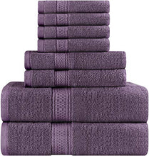 Load image into Gallery viewer, Premium 8 Piece Towel Set (Plum) - 2 Bath Towels, 2 Hand Towels and 4 Washcloths Cotton Hotel Quality - EK CHIC HOME