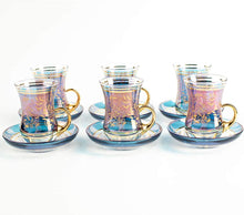 Load image into Gallery viewer, Vintage Turkish Tea Glasses Cups and Saucers Set of 6 f - EK CHIC HOME