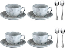 Load image into Gallery viewer, Ceramic Espresso Cups - 4 Ounce Set of 4 with Espresso Spoons - EK CHIC HOME