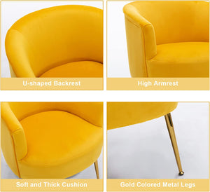 Comfortable Barrel Accent Chair, Velvet Fabric Upholstered - EK CHIC HOME