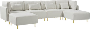 Modern Luxury U Shaped Couch with Metal Legs 4 Seat Sofa with 2 Ottoman - EK CHIC HOME