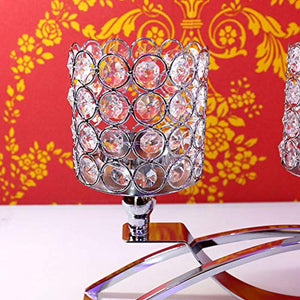 3 Arms Cylinder Ball Crystal Candle Holders/Candellabra for  Celebration & Home Decoration (Silver) - EK CHIC HOME