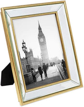 Load image into Gallery viewer, 8x10 Gold Beveled Mirror Picture Frame with Deep Slanted Angle - EK CHIC HOME