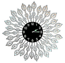 Load image into Gallery viewer, Leaf Metal Wall Clock, Black Glass Dial Diameter 25&quot;(Crystal Clock Black) - EK CHIC HOME
