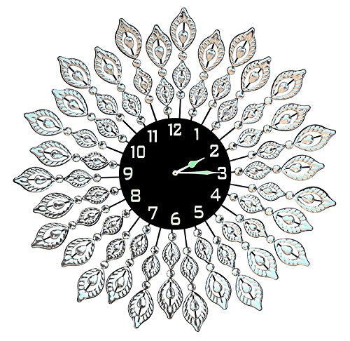 Leaf Metal Wall Clock, Black Glass Dial Diameter 25