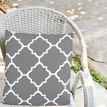 Load image into Gallery viewer, Decorative Square 18 x 18 Inch Throw Pillow - Grey Moroccan Quatrefoil - EK CHIC HOME