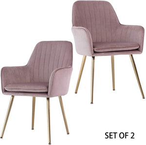 Set of 2 Elegant Velvet Dinning Chair Mid-Back Support - EK CHIC HOME