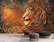 Load image into Gallery viewer, Wall Mural 3D Wallpaper Embossed Minimalist Golden Lion Living Room - 400cm×280cm - EK CHIC HOME