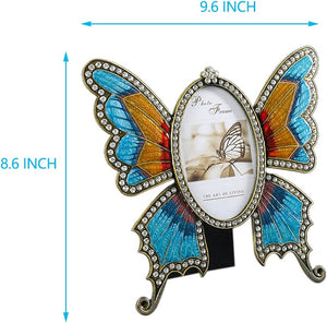 Picture Frame Floral Design Metal  with HD GlassButterfly) - EK CHIC HOME