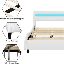 Load image into Gallery viewer, Modern Upholstered Platform Bed Frame with LED Lights Headboard, - EK CHIC HOME
