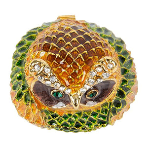 Hand Painted Enameled Owl Decorative Hinged Jewelry Trinket Box - EK CHIC HOME