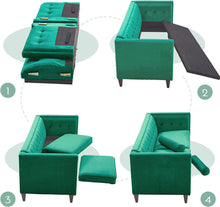 Load image into Gallery viewer, 78&#39;&#39; W Velvet Mid-Century Sofa with Bolster Pillows - EK CHIC HOME