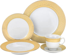 Load image into Gallery viewer, Premium Fine Porcelain Dinner Set for 4, Gold Modern Design, Gold - EK CHIC HOME