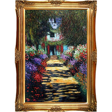 Load image into Gallery viewer, Hand-Painted Reproduction of Claude Monet Garden Path at Giverny Framed Oil Painting,  24 x 36 - EK CHIC HOME