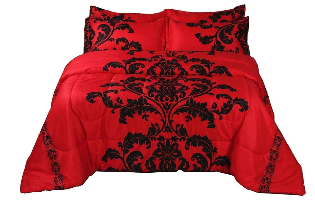Paisley Black Flower Comforter Set Bed-in-a-Bag QUEEN - EK CHIC HOME