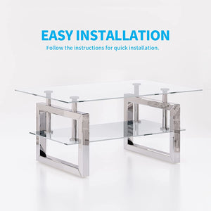 Mirrored Coffee Table with 2 Mirror Square Legs - EK CHIC HOME
