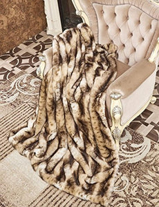 Faux Fur Throw, Fur Blankets Super Soft  60"x70 - EK CHIC HOME