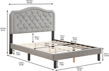 Load image into Gallery viewer, Upholstered Queen Platform Bed Contoured Button Tufted Wooden - EK CHIC HOME