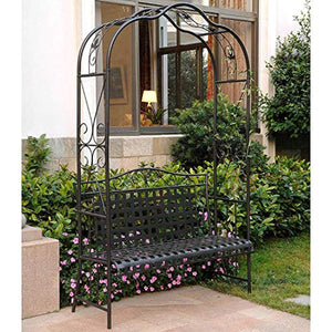 Iron Outdoor Arbor Bench, Hammered Bronze - EK CHIC HOME