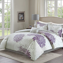 Load image into Gallery viewer, 5 Piece Purple, Grey Floral Printed Full/Queen Size - EK CHIC HOME