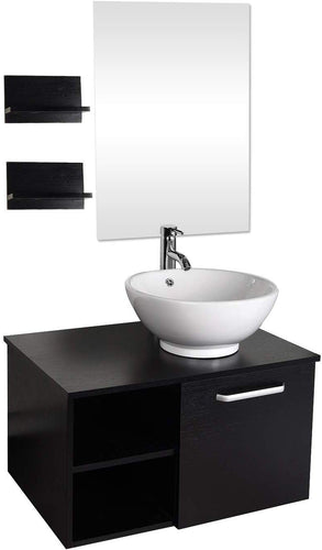 28 Inch Bathroom Vanity and White Ceramic Sink Combo with Mirror  Faucet - EK CHIC HOME