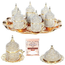 Load image into Gallery viewer, 27 Pc Turkish Coffee Espresso Cup Saucer Swarovski Crystal Set GOLD - EK CHIC HOME