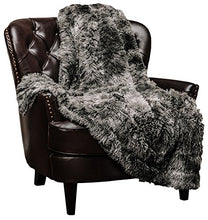 Load image into Gallery viewer, Super Soft Shaggy Fuzzy Fur Fluffy Faux Fur Warm Elegant Cozy with Sherpa  Print Dark Gray Throw Blanket (50&quot; x 65&quot;) - EK CHIC HOME
