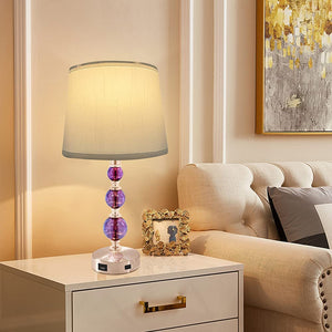 3 Way Dimmable Touch Crystal Bedroom Lamp with USB - EK CHIC HOME