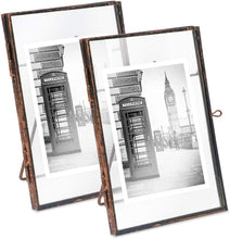 Load image into Gallery viewer, 4x6 (2-Pack), Antique Gold, Vintage Style Brass and Glass, Metal Floating - EK CHIC HOME