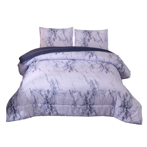 Marble Comforter Set Queen with 2 Matching Pillow Shams Brushed Quilt Bedding Sets - EK CHIC HOME