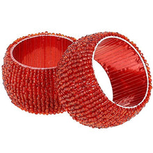 Load image into Gallery viewer, Set of 6 Red Beaded Table Decoration Napkin Rings - EK CHIC HOME