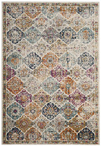 Madison Collection Cream and Multicolored Bohemian Chic Distressed Area Rug (5'1" x 7'6") - EK CHIC HOME