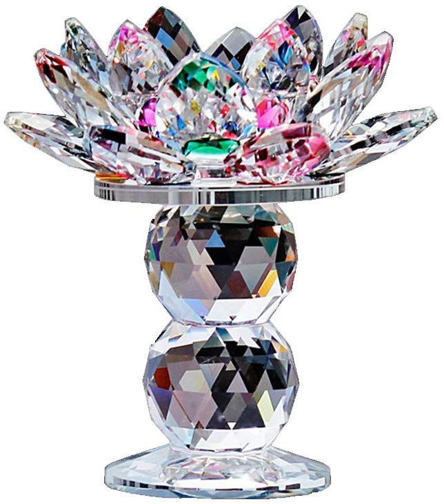 Crystal Lotus Flower Tealight Candle Holder 4.5 Inch