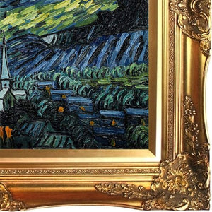 Van Gogh Starry Night Painting with Victorian Gold Frame Gold Finish Oil Painting, - EK CHIC HOME