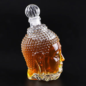 Glass Decanter with Airtight Stopper, Unique Buddha Shaped Design - EK CHIC HOME