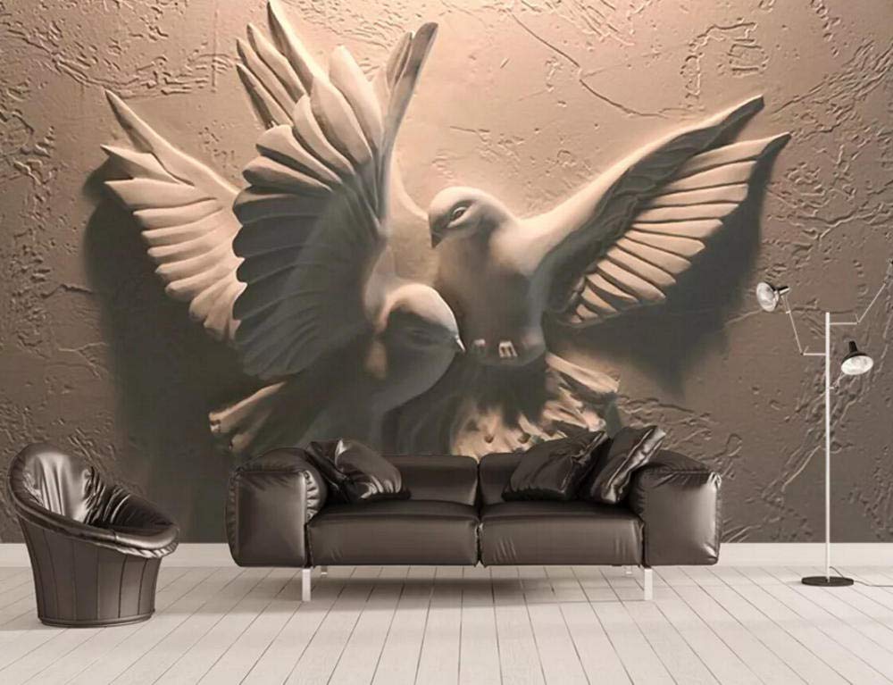 Wall Mural 3D Wallpaper Embossed Modern Minimalist Flying Pigeon Living Room - 350cm×256cm - EK CHIC HOME