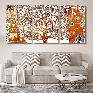 3 Panel World Famous Painting Reproduction on Canvas Wall Art - Tree of Life by Gustav Klimt - EK CHIC HOME