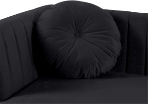 Velvet Sectional Sofa Chaise with USB Charging Port, Black - EK CHIC HOME