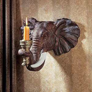Elephant Decor Candle Holder Wall Sconce Sculpture, 12 Inch, Set of Two - EK CHIC HOME