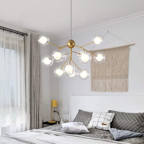 Plug in Sputnik Chandelier 12-Light Pendant  with 16 ft Cord - EK CHIC HOME