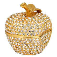 Load image into Gallery viewer, Hand Painted Enameled Gold Apple Diamond Decorative Hinged Jewelry Trinket Box - EK CHIC HOME