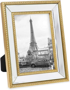 8x10 Gold Mirror Bead Picture Frame - Classic Mirrored Frame - EK CHIC HOME