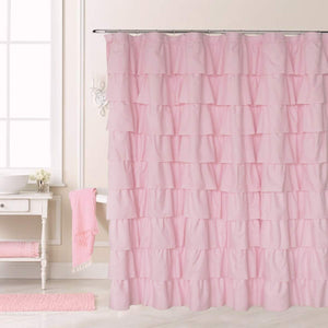 Ameritex Ruffle Shower Curtain Home Decor | Soft Polyester 72" x 72" - EK CHIC HOME