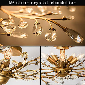 4-Light Vintage Crystal Chandeliers Ceiling Lights LED Light (Golden) - EK CHIC HOME