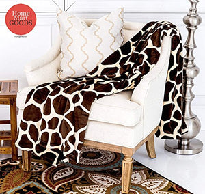 Ultra Soft Micro Plush Flannel Bed Blanket (Queen 80"x80", Giraffe Skin Print) - EK CHIC HOME