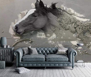 Wall Mural 3D Wallpaper Embossed Abstract Horse - EK CHIC HOME