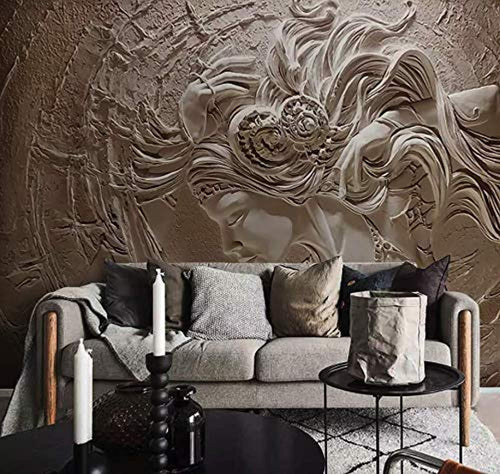 3D Embossed Cement Female Wallpaper Sculpture Art Wall Murals for Living Room Luxury Home Decor Bedroom - EK CHIC HOME